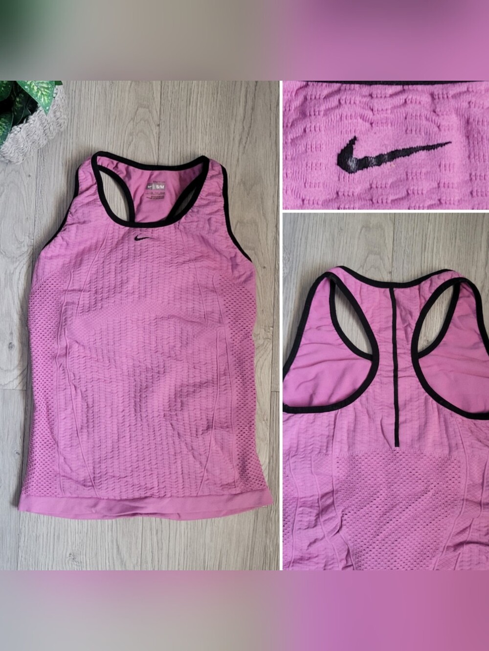 Nike Sphere Dry Mauve Pink & Black Athletic Racerback Tank Top, Women's Small